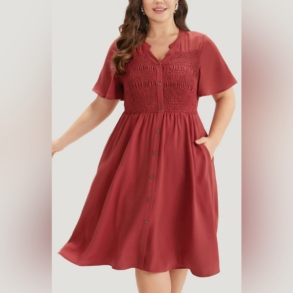 Bloomchic Smocked Flutter Sleeve Dress - Picture 1 of 12